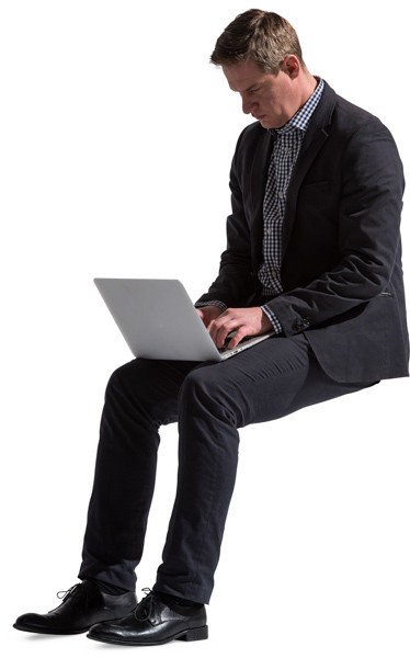 Sitting man with laptop image
