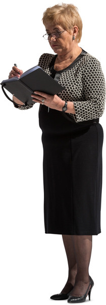 Standing woman with notepad image