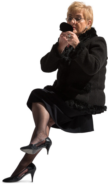 Sitting woman making makeup image