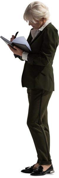 Standing woman with notepad image