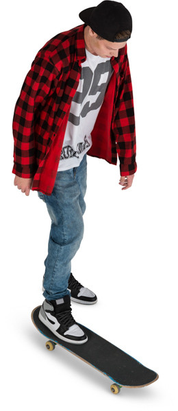 Boy riding skateboard image