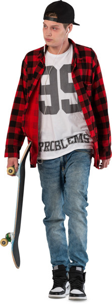 Walking boy with skateboard image