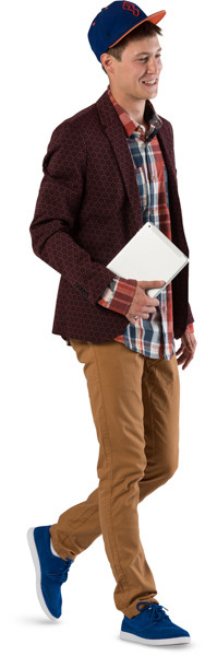 Boy walking with a tablet image