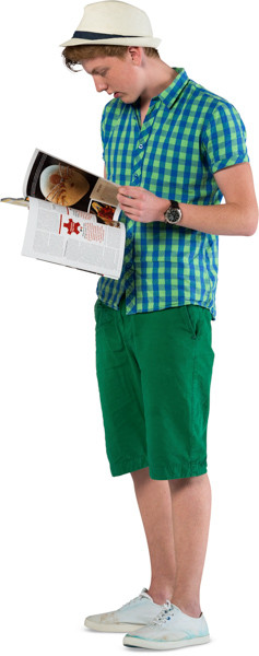 Standing boy with a magazine image