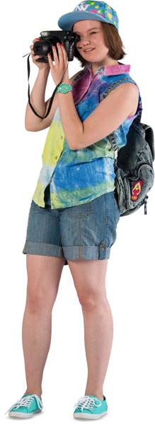 Standing girl taking picture image