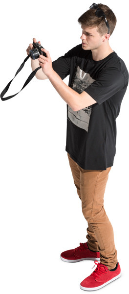 Standing boy taking picture image