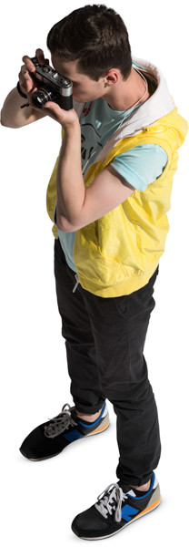 Standing boy taking picture image