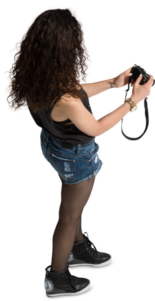 Standing girl taking picture image
