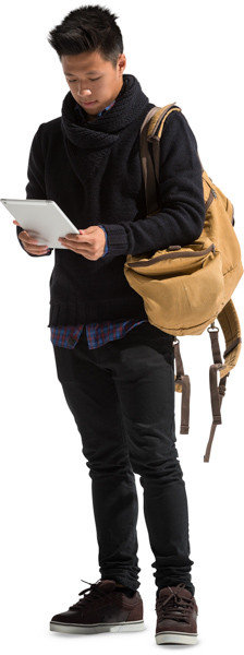 Standing boy with tablet image