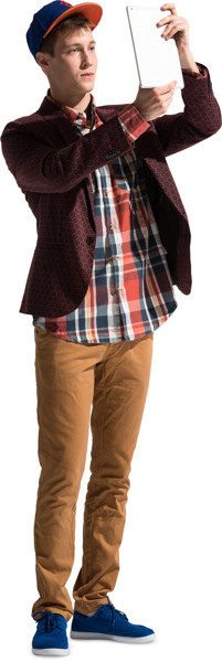 Standing boy with tablet image