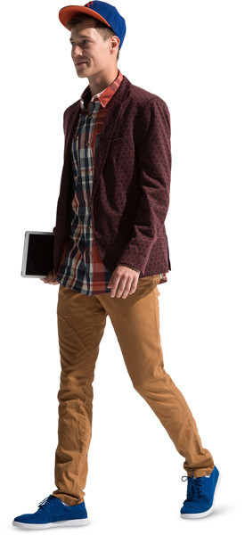 Boy walking with a tablet image