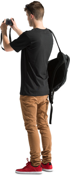 Standing boy taking picture image