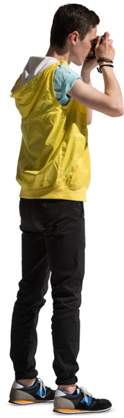 Standing boy taking picture image