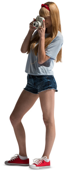 Standing girl taking picture image