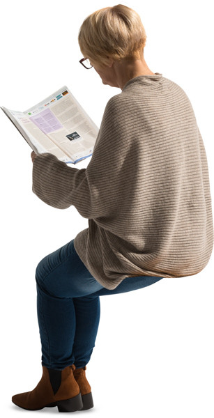 Sitting woman with a magazine image