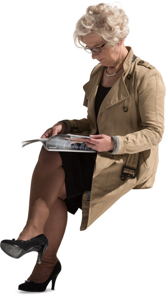 Sitting woman with a magazine image