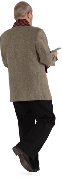 Walking man with a magazine image