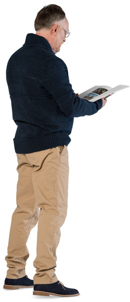 Standing man with a magazine image
