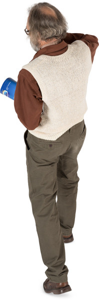 Walking man with a magazine image