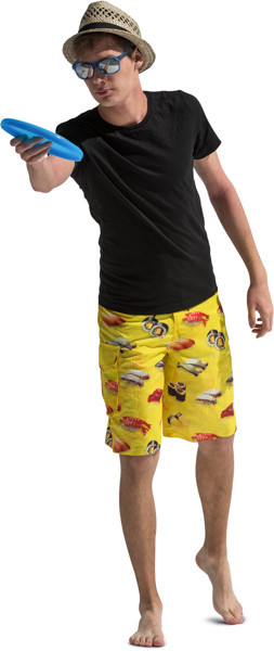 Boy throw a frisbee image