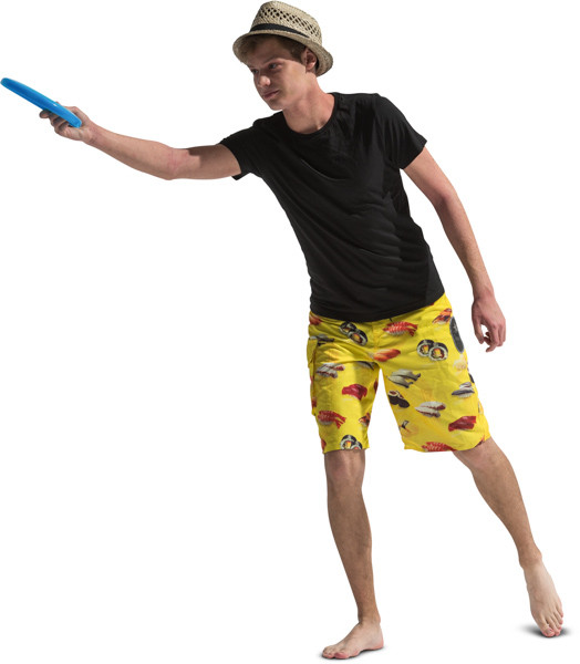 Boy throw a frisbee image