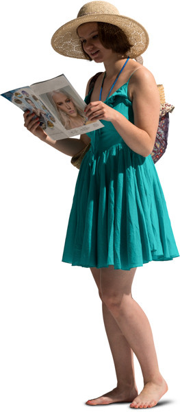 Standing girl with a magazine image