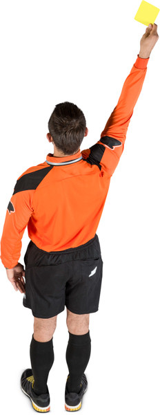 Football referee showing yellow card image