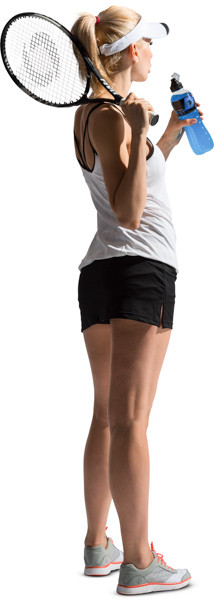 Standing tennis player drinking isotonic drink image