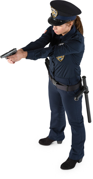 Standing police officer with gun image
