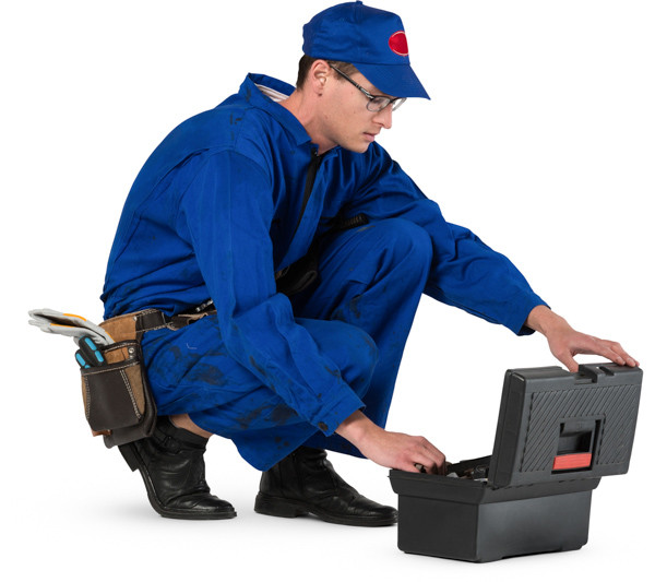 Sitting Mechanic With Tool Case