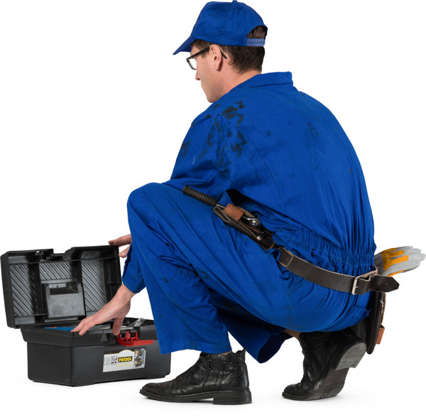 Sitting Mechanic With Tool Case