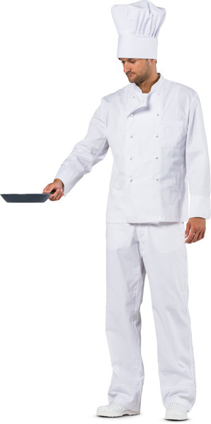 Standing cook with frying pan image