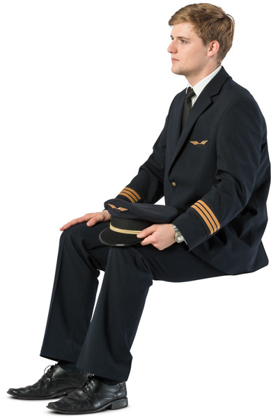 Sitting airline pilot image