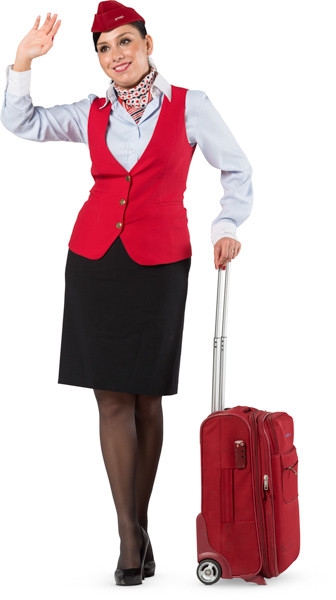 Standing Stewardess With Suitcase