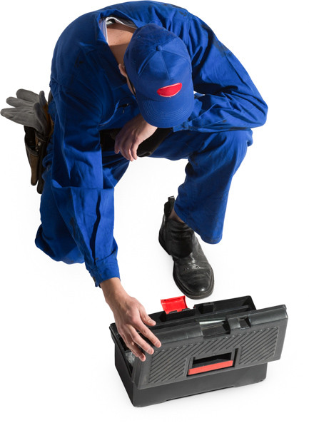 Sitting mechanic with tool case image
