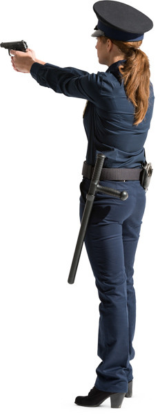 Standing police officer with gun image