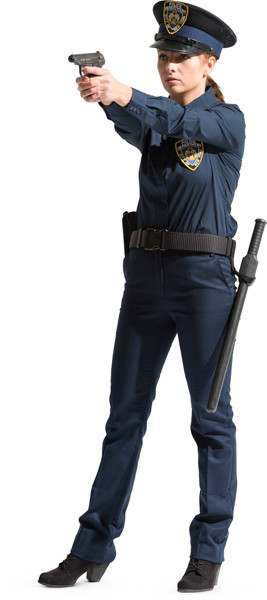 Standing police officer with gun image