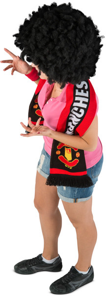 Standing fan with scarf and wig image