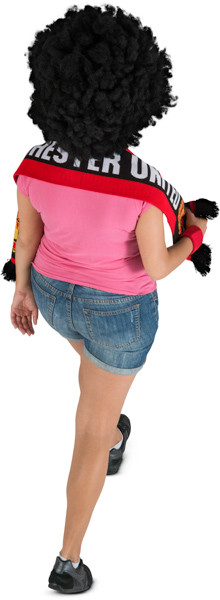Walking fan with scarf and wig image