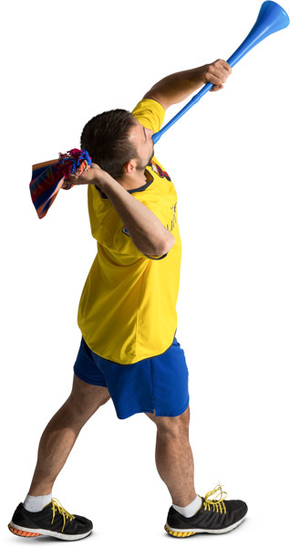 Walking fan with scarf and vuvuzela image