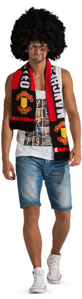 Walking fan with scarf and wig image