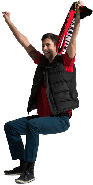 Sitting fan with scarf image
