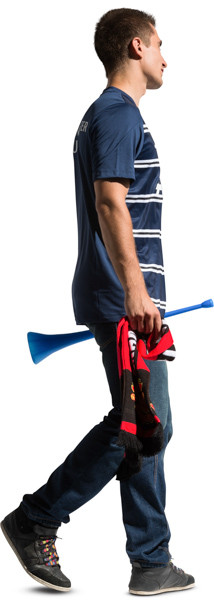 Walking fan with scarf and vuvuzela image