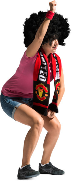 Sitting fan with scarf and wig image