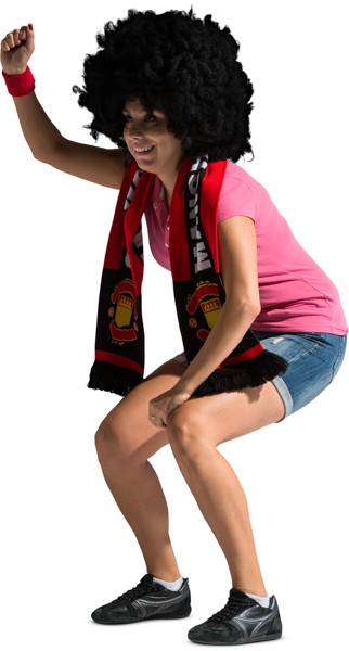 Sitting fan with scarf and wig image