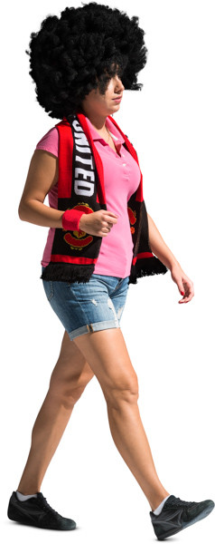 Walking fan with scarf and wig image