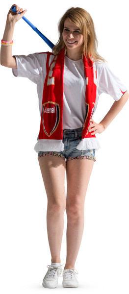 Walking fan with scarf and vuvuzela image