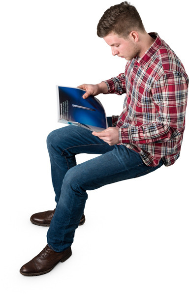 Sitting man with magazine image