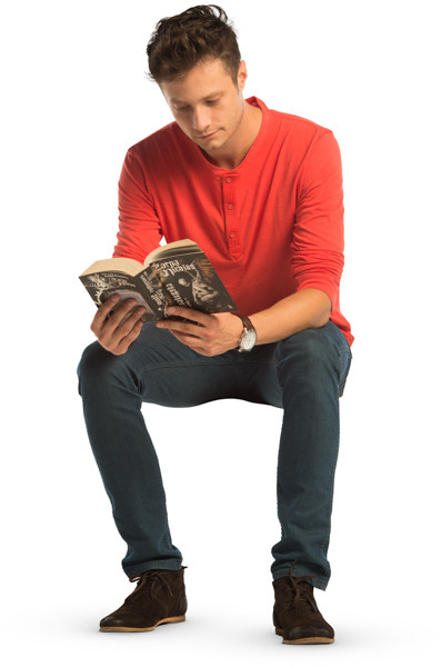 Sitting man with book image