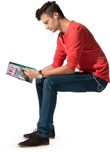 Sitting man with magazine image